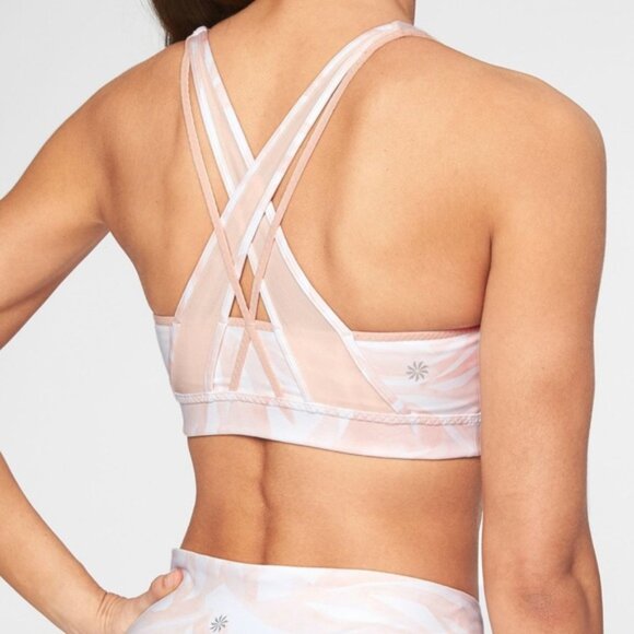 Athleta Pink Pattern Transcendence Sports Bra Size Medium - Picture 1 of 6